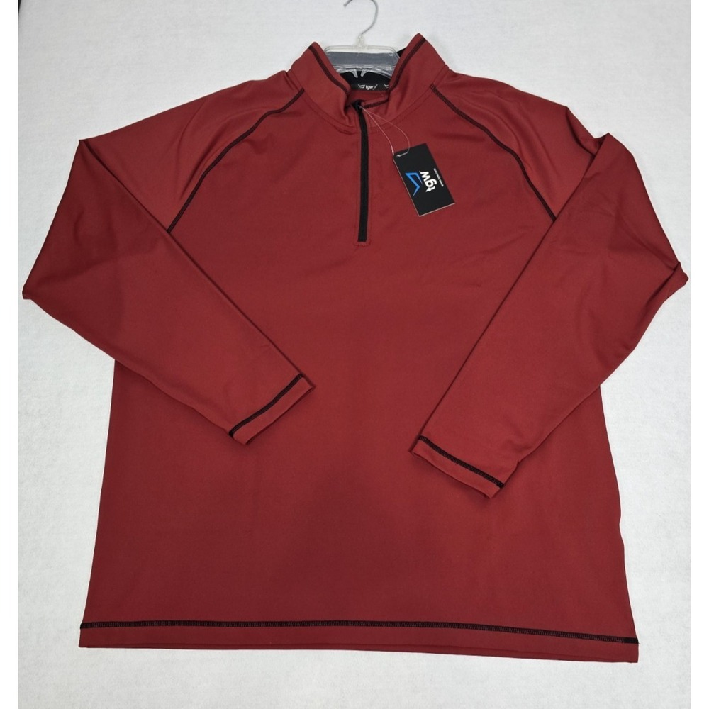 TGW Mens Large Red Quarter Zip Long Sleeve Golf Lightweight Pullover NEW w/tag